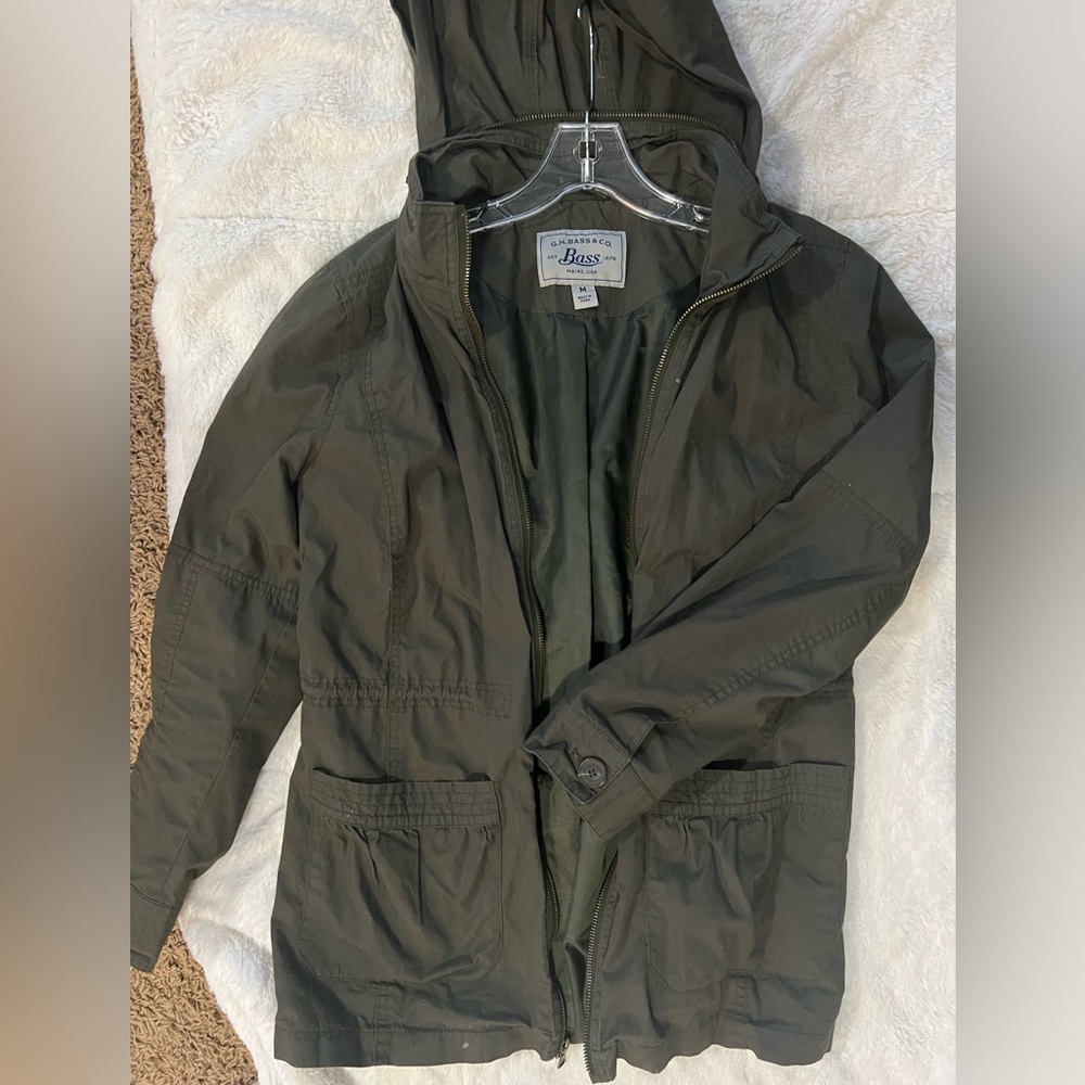 G.H. Bass Womens Olive Green Cinch Tie Jacket